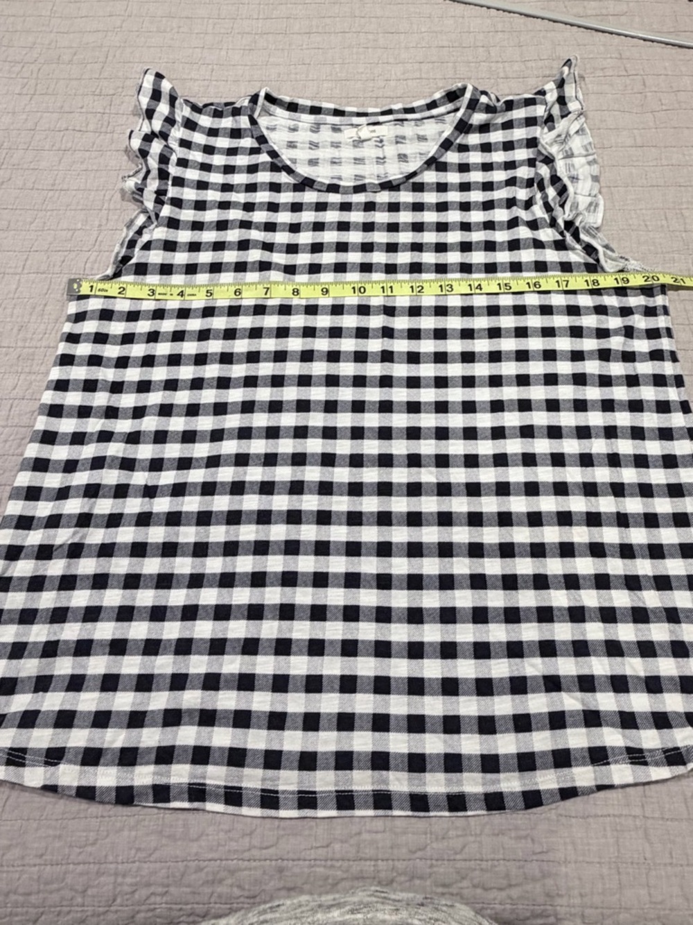 Maurices Gingham Ruffle Sleeve Top XL Black White - Picture 5 of 7